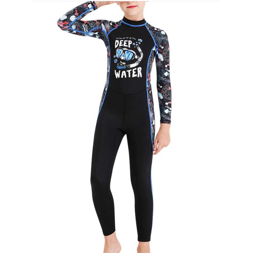 Unbranded‎ Rash Guard Suit Kids M Black New UPF 50+ Full Body Ocean Jellyfish